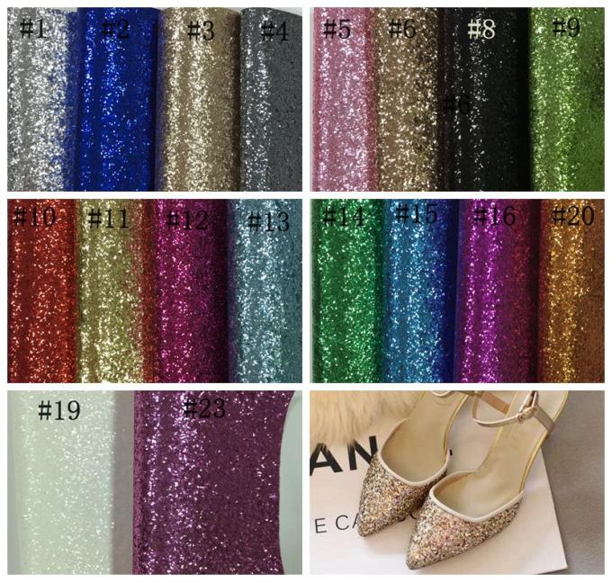Sparkle Mixed Glitter Fabric Sheets , Pu Leather Multi Color Glitter Fabric